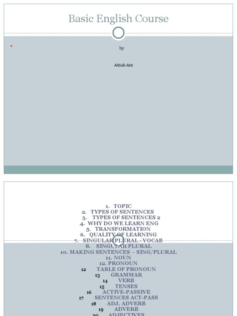 Basic English Course Overview | PDF | Grammatical Number | Verb