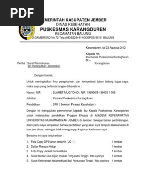 Surat Ijin Belajar Pns
