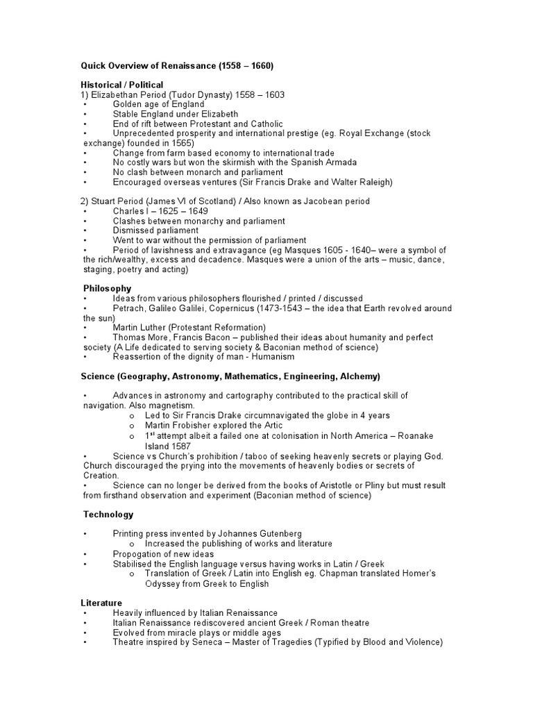 Quick Overview of Renaissance | PDF | Early Modern Period | Renaissance