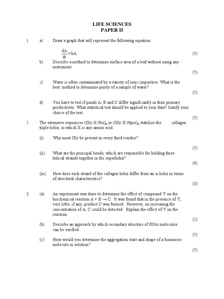 Life Model PAPER 2 | PDF