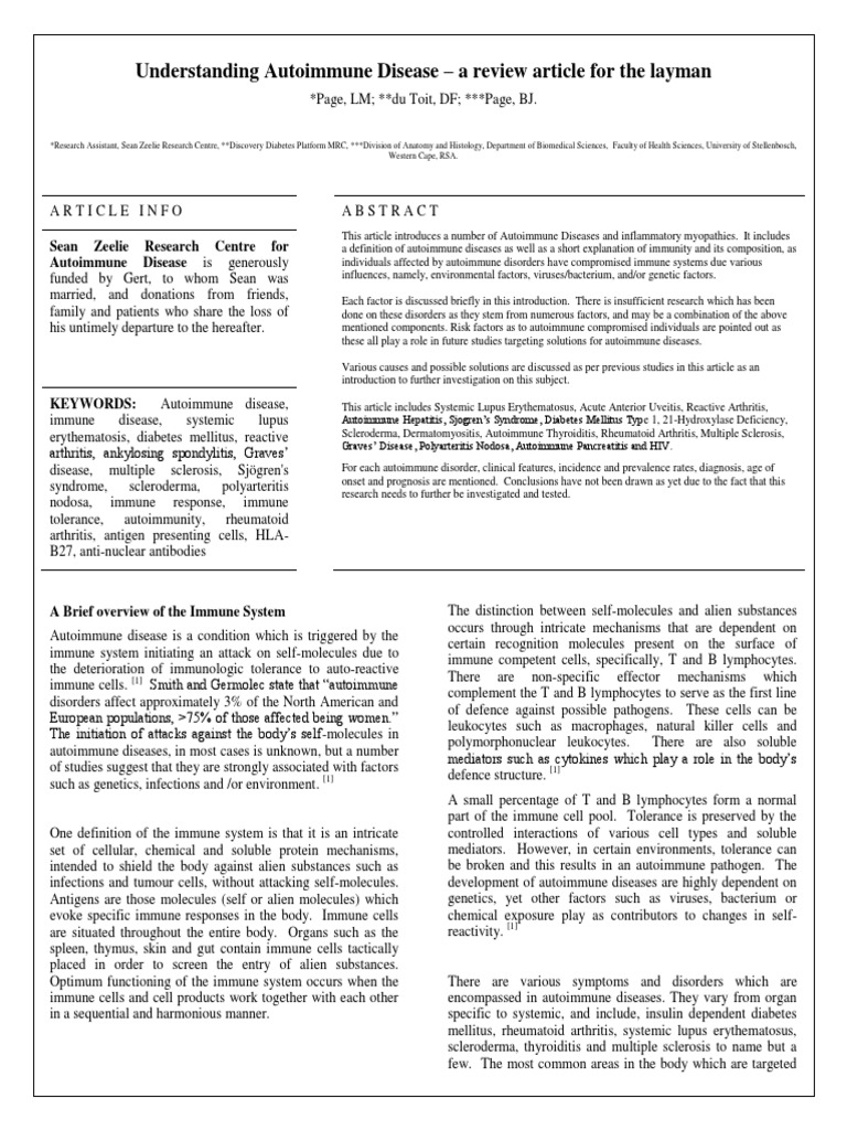 Understanding Autoimmune Disease PDF | PDF | Autoimmune Disease | B Cell