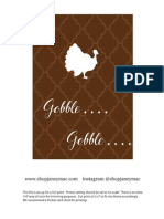 Gobble Gobble Turkey Free Printable