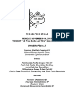 Bistro 146 Monday Dinner Specials 11-04-13 PDF