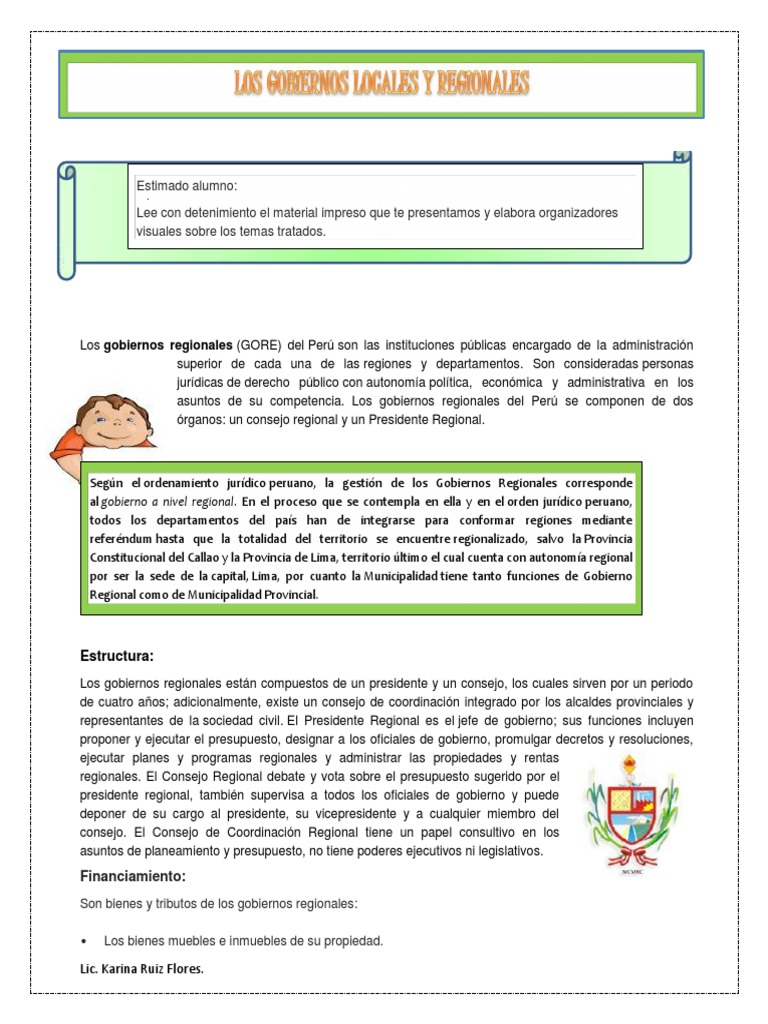 Los Gobiernos Regionales y Locales | PDF | Gobierno | Instituciones ...