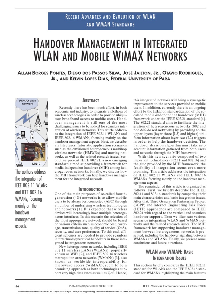 0T3lmkGS - Handover in Wimax PDF | PDF