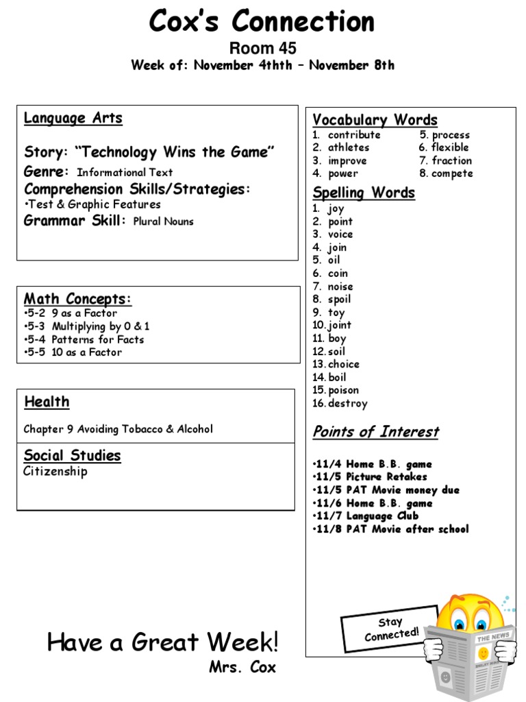 Nov 4th - 8th | PDF | Games & Activities | Language Arts & Discipline
