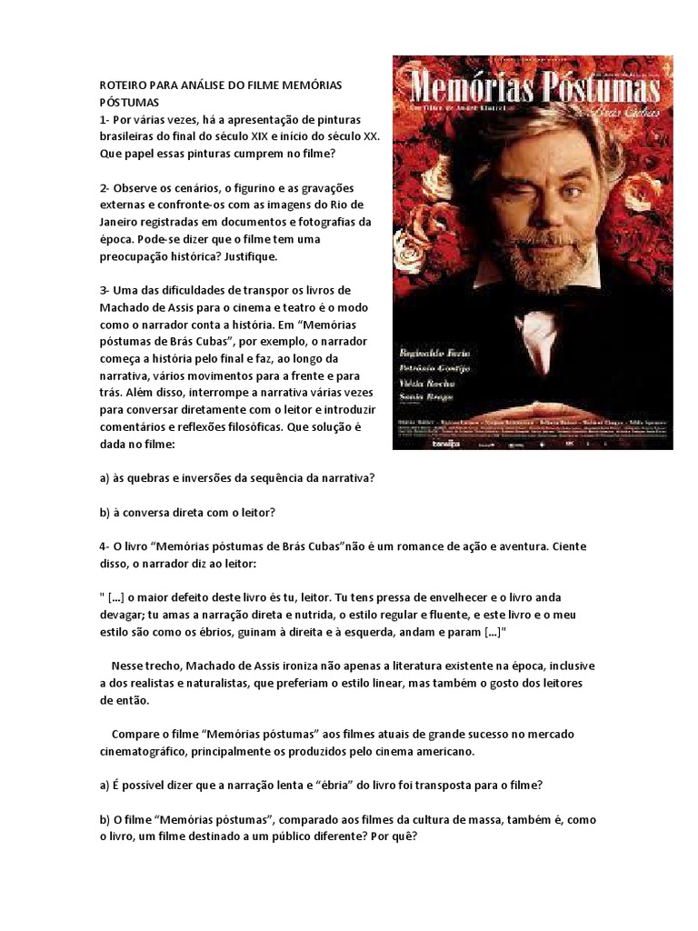 Perguntas E Respostas Sobre O Filme Memorias Postumas