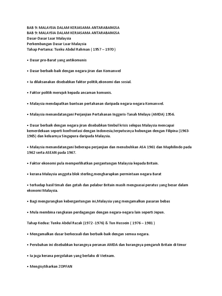 Bab 9 Malaysia Dna Kerjasama Antarabangsa Pdf