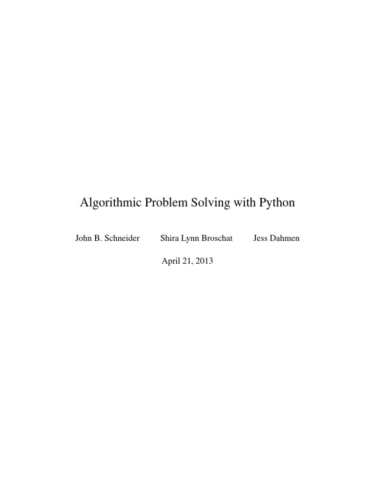 Algorithmic Problem Solving With Python | PDF | Bit | Programming Language