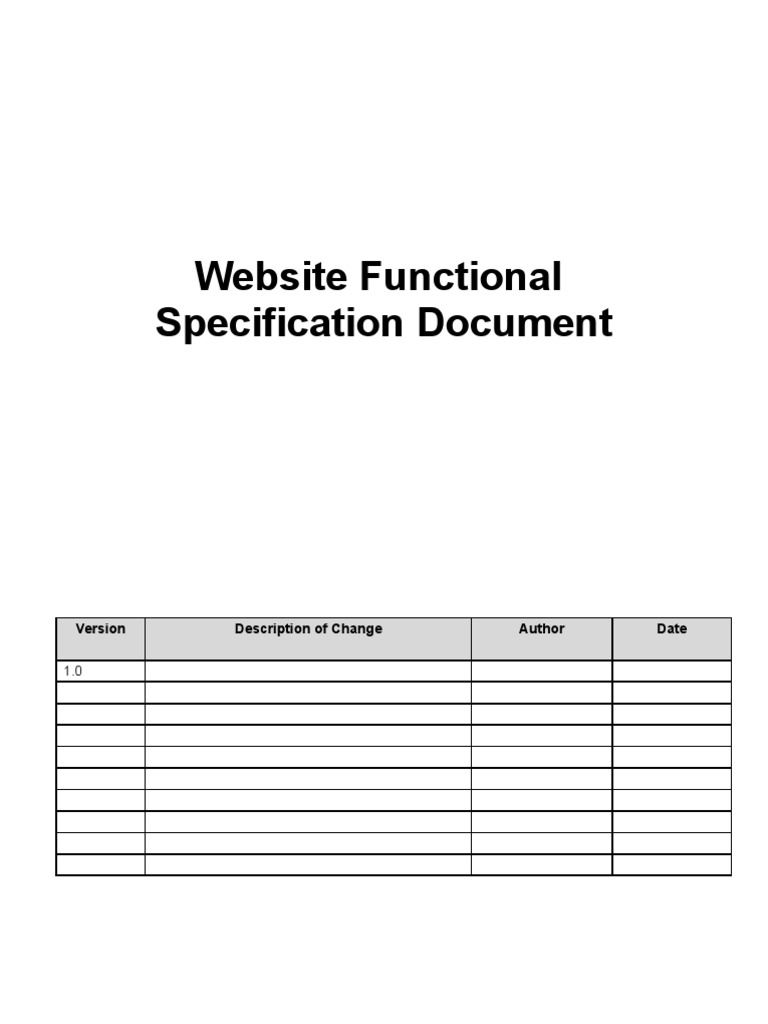 Web Development Functional Specifications Document  PDF Intended For Business Requirement Specification Document Template