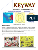 The Keyway - 6 November 2013 Edition - Weekly newsletter for the Rotary Club of Queanbeyan