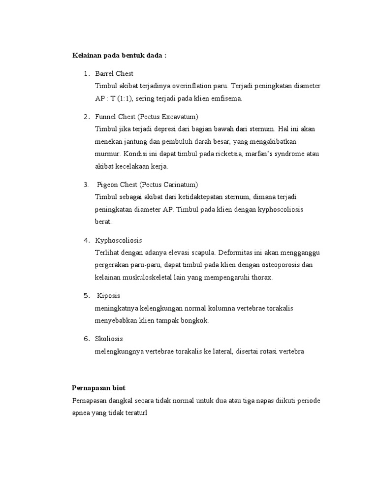 Kelainan Bentuk Dada dan Penyebabnya | PDF
