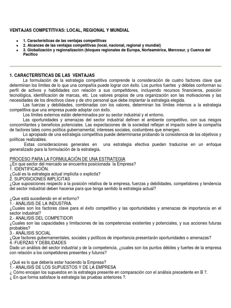 Estrategias de Ventaja Competitiva | PDF | Mercado (economía ...