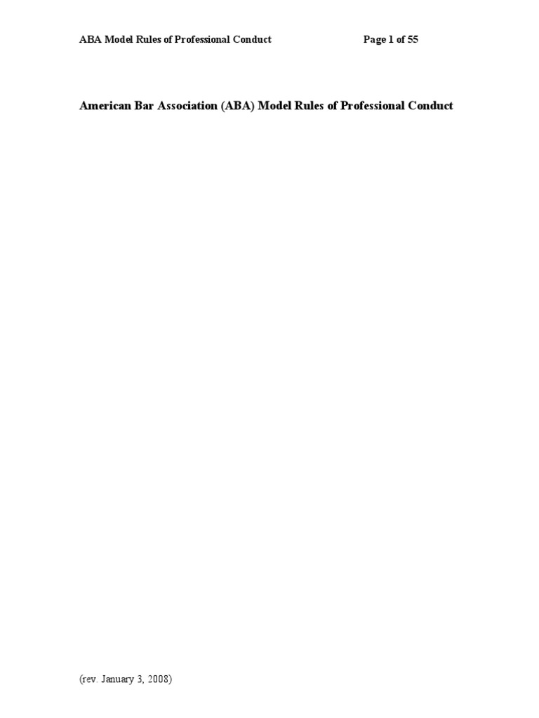 American Bar Association (ABA) Model Rules of Professional Conduct PDF American Bar
