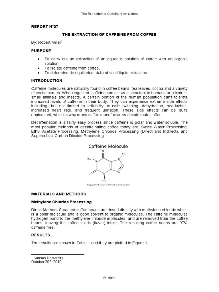Caffeine Extraction R_07 Caffeine Chemical Substances