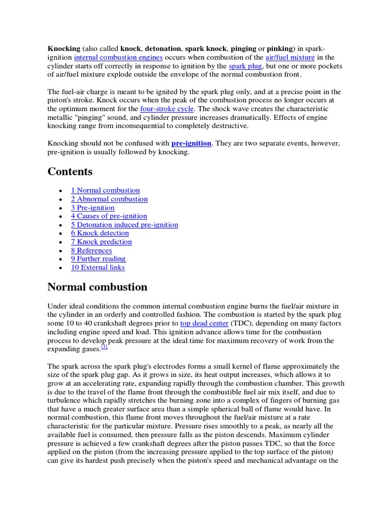 Knocking (Also Called Knock, Detonation, Spark Knock, Pinging or Pinking) in Spark PDF