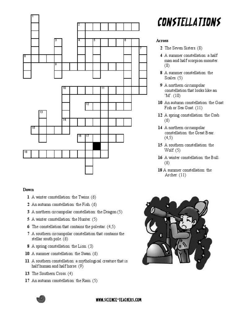 Constellation Crossword PDF Astrometry Stars