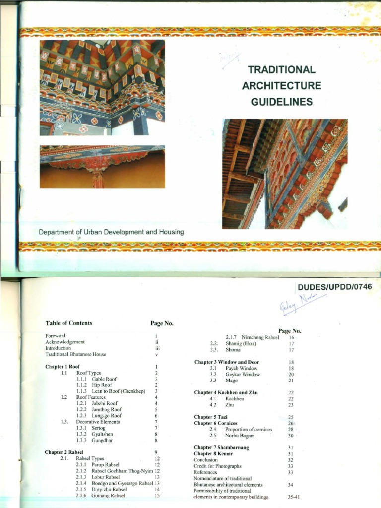 Royal Government of Bhutan TRADITIONALARCHITECTURE Guidelines PDF