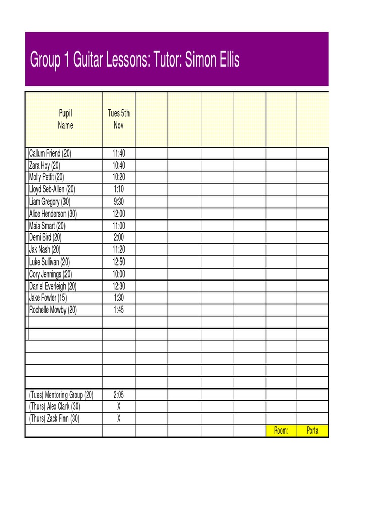 Monks Walk Time Table Group 1 PDF | PDF