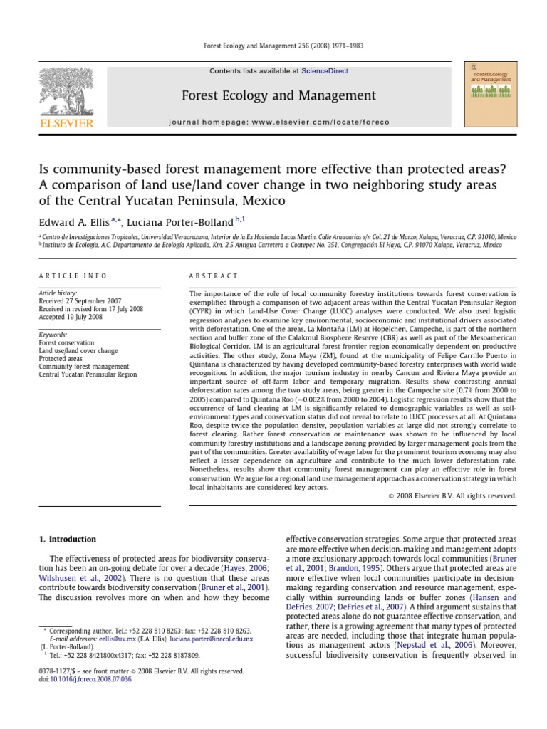 Community Forest Management vs. Protected Areas | PDF | Deforestation ...