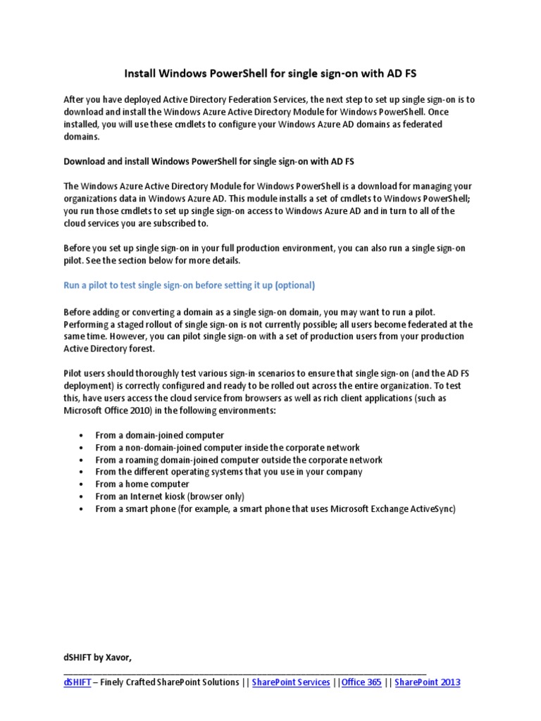 Install AD FS PowerShell Module | PDF