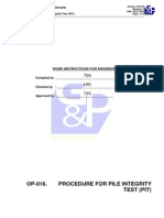 OP-016. Procedure For Pile Integrity Test (Pit) : Work Instructions For Engineers