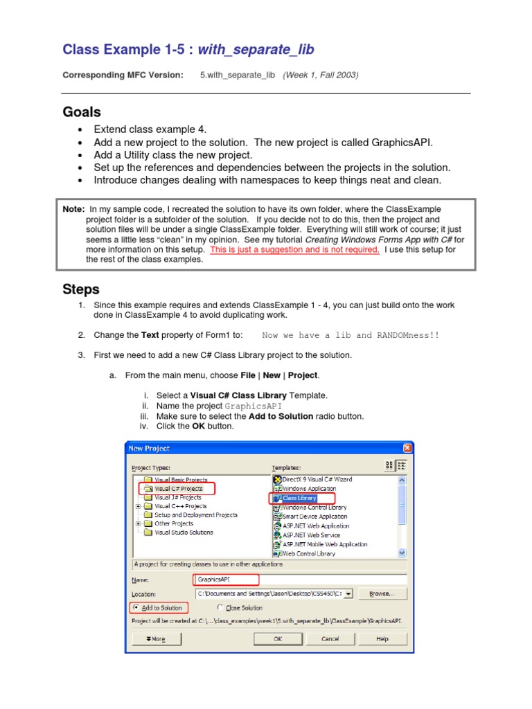 Goals Class Example 15 With Separate Lib PDF Class