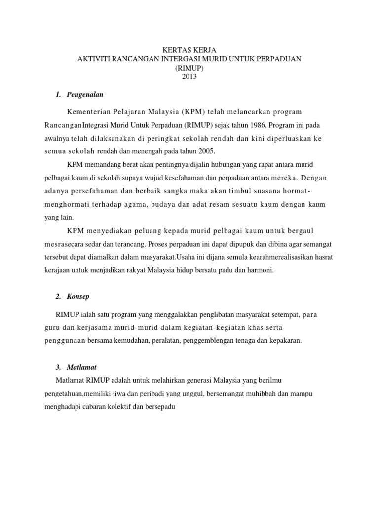 RIMUP: Perpaduan di SK Lagud | PDF