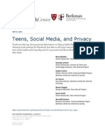 PewResearch: Teens, Social Media and Privacy 2013