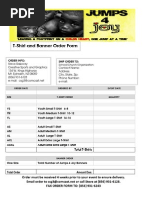 T-Shirt Order Form