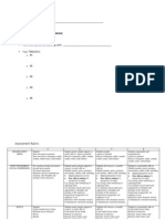 Tableaux Planning Sheet Assessment Rubric