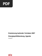 Uganda, GTZ-Projekt Energiepolitikberatung, Zwischenevaluierung 2007, Kurzbericht