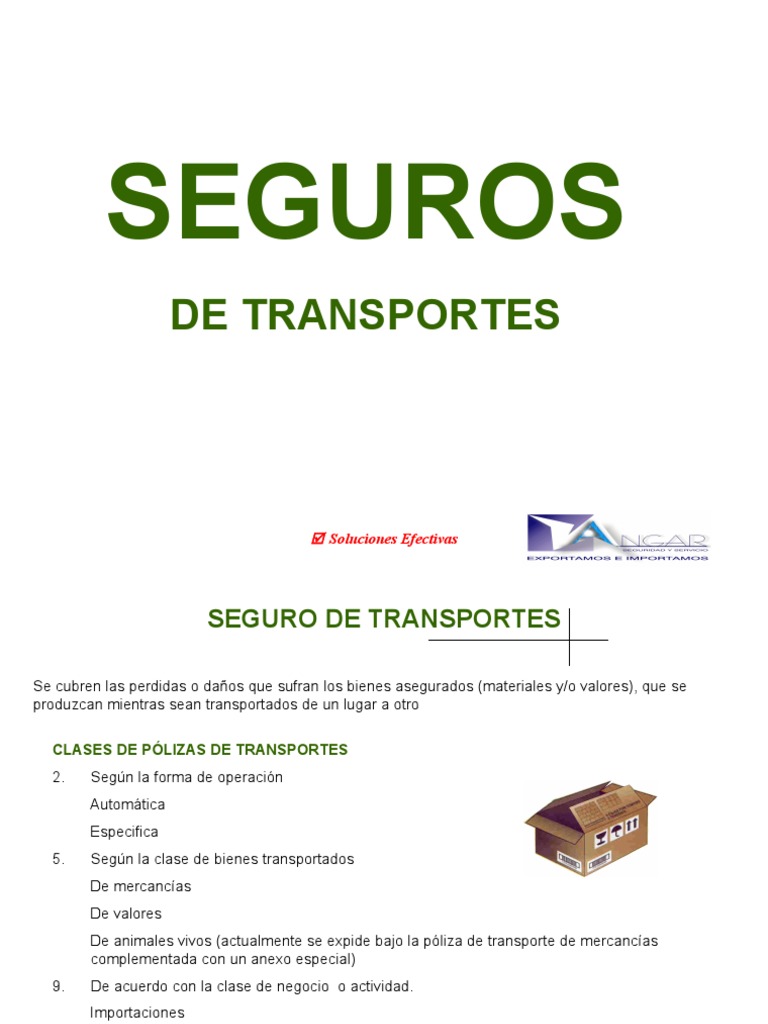Seguro de Transportes: Coberturas y Tipos | PDF | Póliza de seguros ...