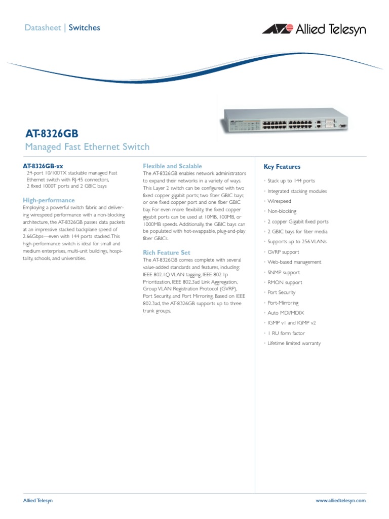 Manual Switch Alied Telesyn 8326gb - Ds | PDF | Network Switch | Ethernet