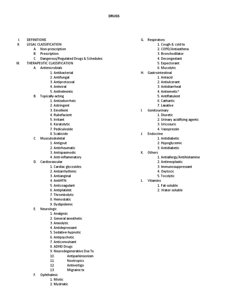 Drug Classification and Schedules Guide | PDF | Pharmacology | Medical ...