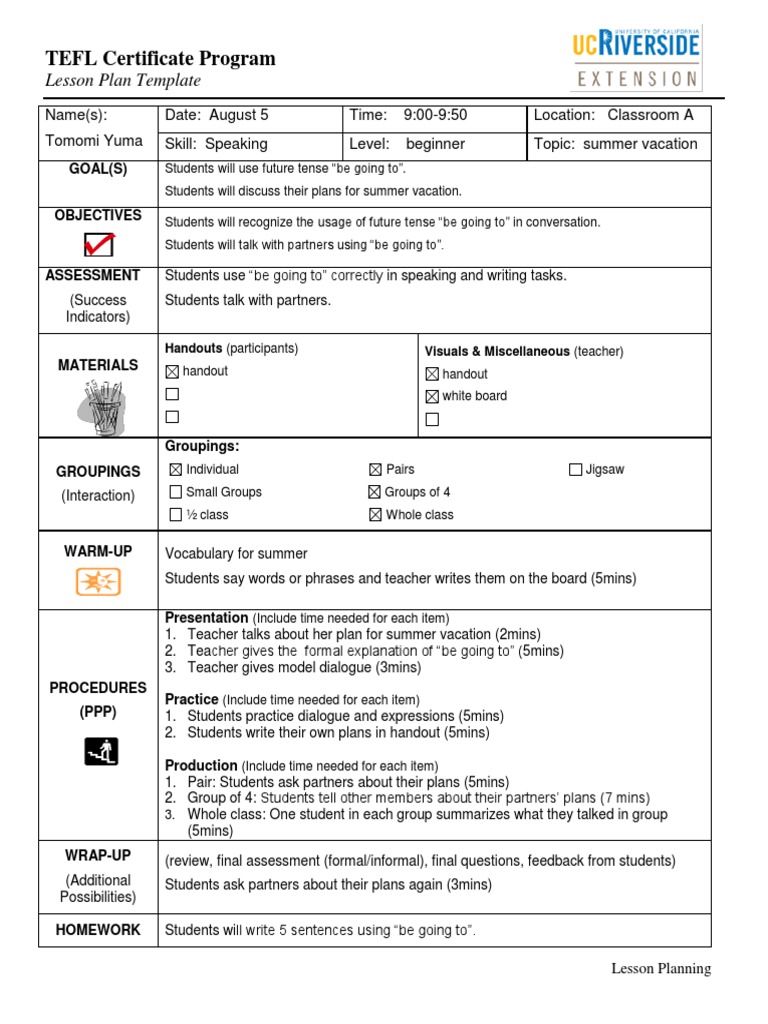 Esl Lesson Plans Tefl
