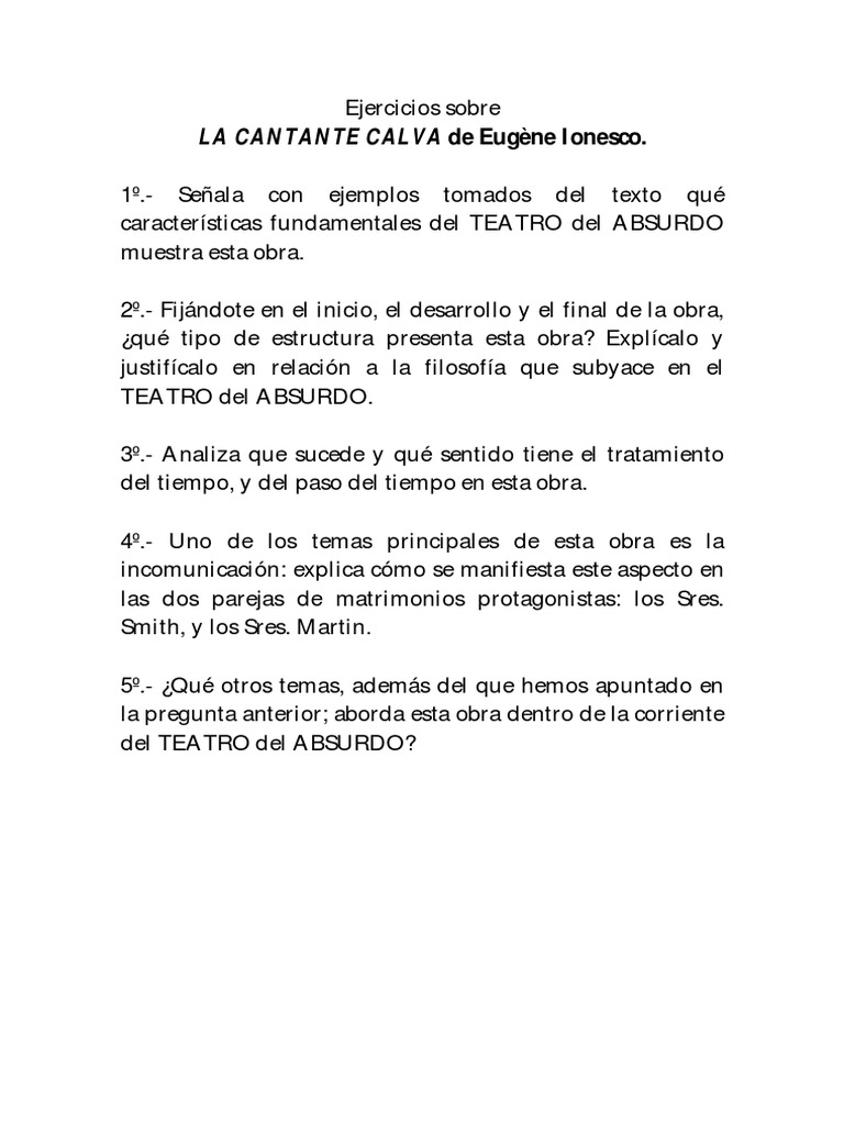 Ejercicios La Cantante Calva