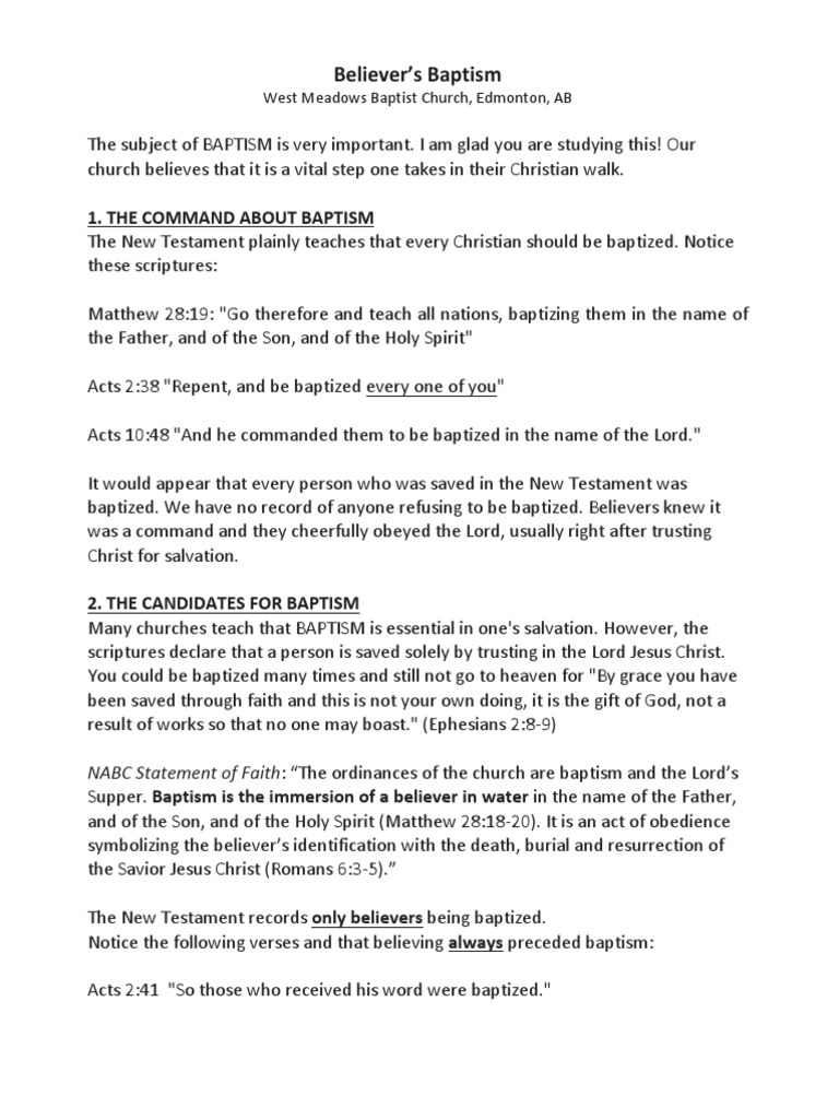 Baptism of Believers PDF | Download Free PDF | Baptism | Monotheistic ...