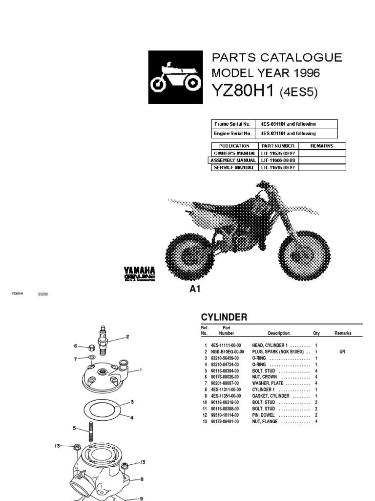 Yamaha YZ80 | PDF | Screw | Washer (Hardware)