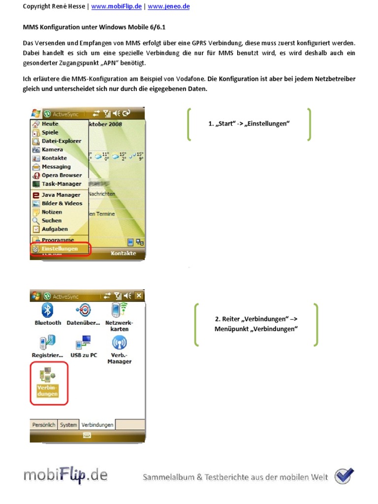 Mms Konfiguration Unter Windows Mobile 6 Und 6 1