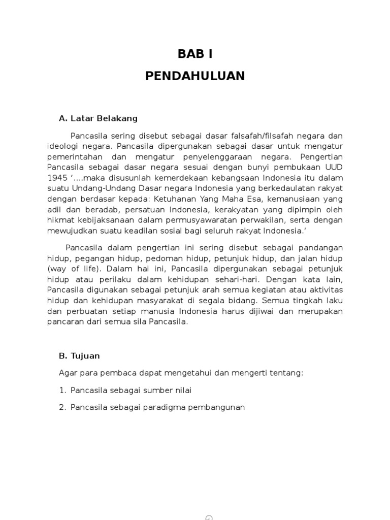 Pancasila Sebagai Sumber Nilai Dan Paradigma Pembangunan