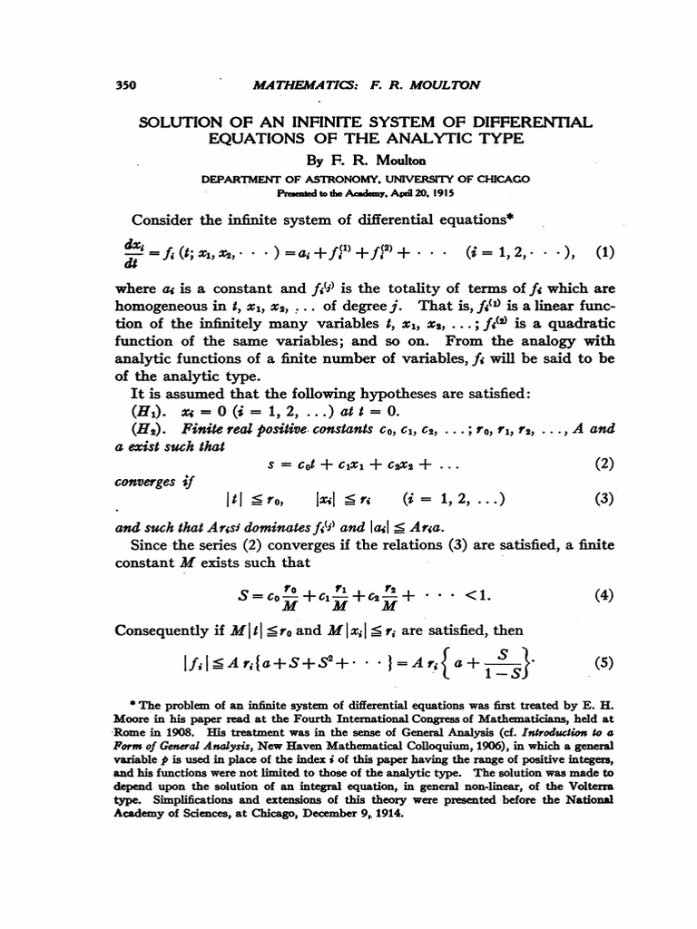Solutions Infinite System Differential Equations PDF | PDF | Analytic ...