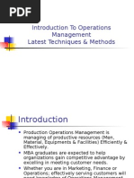 Introduction To Operations Management Latest Techniques & Methods