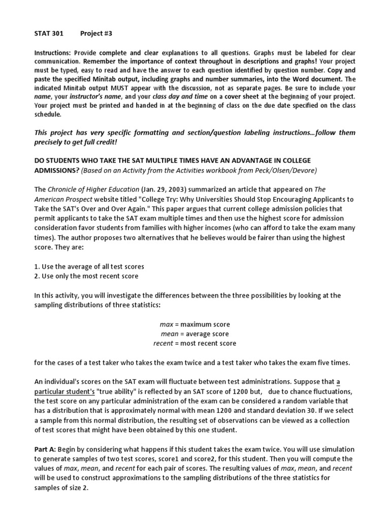 This Project Has Very Specific Formatting and Section/question Labeling