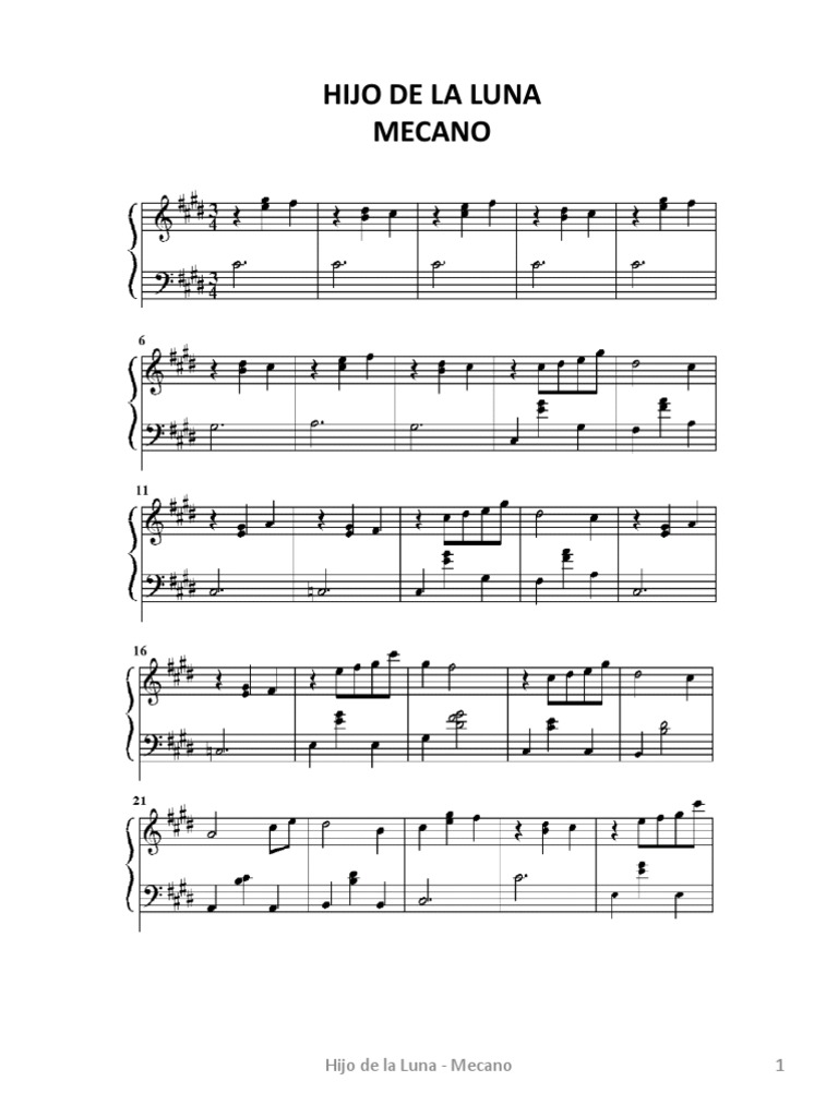Hijo de La Luna Partituras Science Astronomía