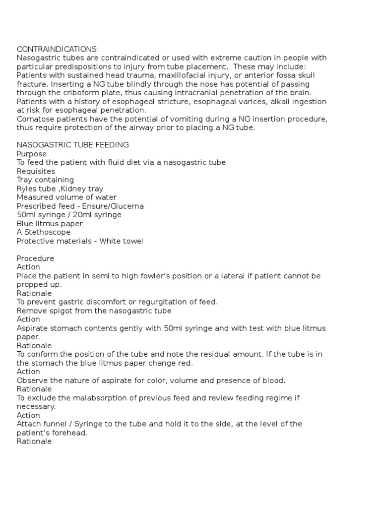 Nasogastric Tube Insertion | PDF | Medicine | Medical Specialties