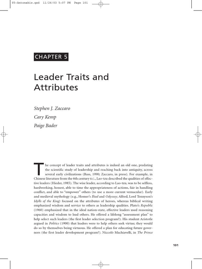 Leader Traits and Attributes Overview | PDF | Leadership | Emotional ...
