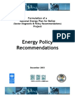 Belize, Energy Policy Recommendations, December 2003