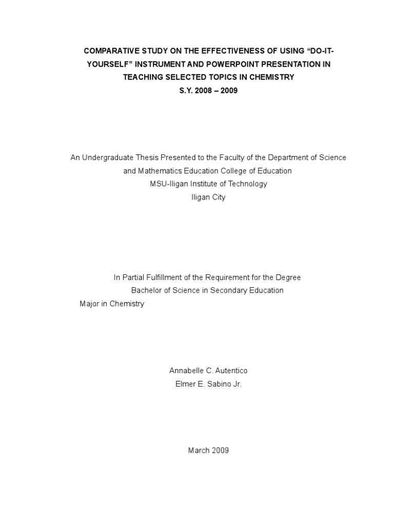 DIY vs PowerPoint in Chemistry Teaching | PDF | Academic Degree | Thesis