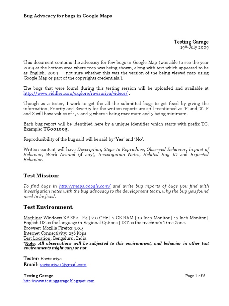 Bug Advocacy For Google Map Bugs | PDF | Software Bug | Graphical User ...